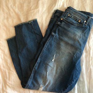 Seven7 High Rise Ankle Skinny Jeans w/ Frayed hem